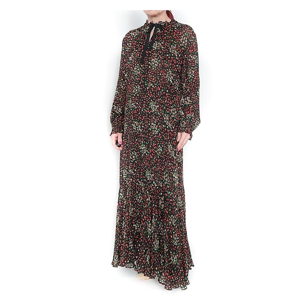 & OTHER STORIES Anthropologie Tie Neck Floral Print Maxi Dress